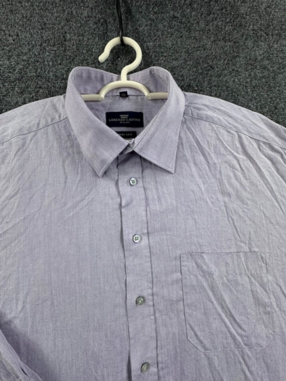 Lorenzo Cotton Polyester 2XL Point Purple Button Up Solid Long Sleeve Pocket Men